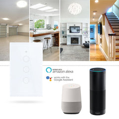 TC120 Wifi Smart Light Switch Glass Screen Touch Panel Voice Control Wireless Wall Switch Work with Alexa Echo / Google Home