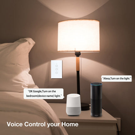 TC120 Wifi Smart Light Switch Glass Screen Touch Panel Voice Control Wireless Wall Switch Work with Alexa Echo / Google Home