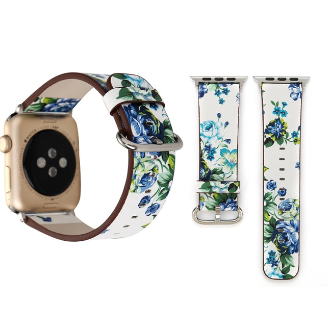 Fashion Pastoralism Style Little Floral Pattern Women Watch Leather Wrist Band For Apple Watch Series 7 41mm / 6&SE&5&4 40mm / 3&2&1 38mm, For 38mm A, For 38mm B, For 38mm C, For 38mm  D, For 38mm E, For 38mm F