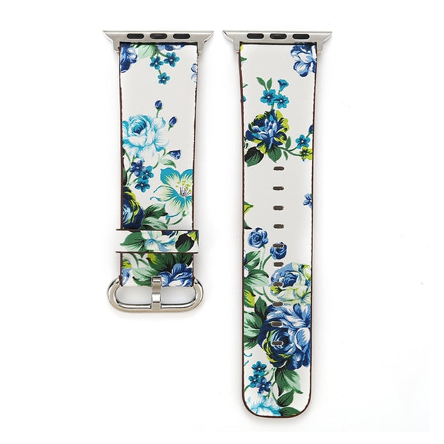Fashion Pastoralism Style Little Floral Pattern Women Watch Leather Wrist Band For Apple Watch Series 7 41mm / 6&SE&5&4 40mm / 3&2&1 38mm, For 38mm A, For 38mm B, For 38mm C, For 38mm  D, For 38mm E, For 38mm F