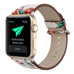 For Apple Watch Ultra 49mm&Watch Ultra 2 49mm / Series 10 46mm / 9&8&7 45mm / SE 3&SE 2&6&SE&5&4 44mm / 3&2&1 42mm Fashion Pastoralism Style Little Floral Pattern Women Watch Leather Watch Band, For 42mm D, For 42mm E, For 42mm F, For 42mm A, For 42mm B