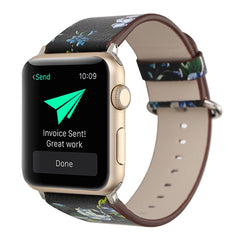 For Apple Watch Ultra 49mm&Watch Ultra 2 49mm / Series 10 46mm / 9&8&7 45mm / SE 3&SE 2&6&SE&5&4 44mm / 3&2&1 42mm Fashion Pastoralism Style Little Floral Pattern Women Watch Leather Watch Band, For 42mm D, For 42mm E, For 42mm F, For 42mm A, For 42mm B