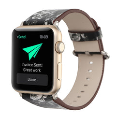 For Apple Watch Ultra 49mm&Watch Ultra 2 49mm / Series 10 46mm / 9&8&7 45mm / SE 3&SE 2&6&SE&5&4 44mm / 3&2&1 42mm Fashion Pastoralism Style Little Floral Pattern Women Watch Leather Watch Band, For 42mm D, For 42mm E, For 42mm F, For 42mm A, For 42mm B