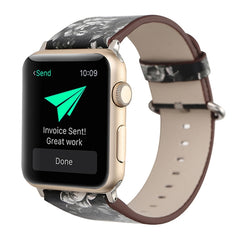 For Apple Watch Ultra 49mm&Watch Ultra 2 49mm / Series 10 46mm / 9&8&7 45mm / SE 3&SE 2&6&SE&5&4 44mm / 3&2&1 42mm Fashion Pastoralism Style Little Floral Pattern Women Watch Leather Watch Band, For 42mm D, For 42mm E, For 42mm F, For 42mm A, For 42mm B