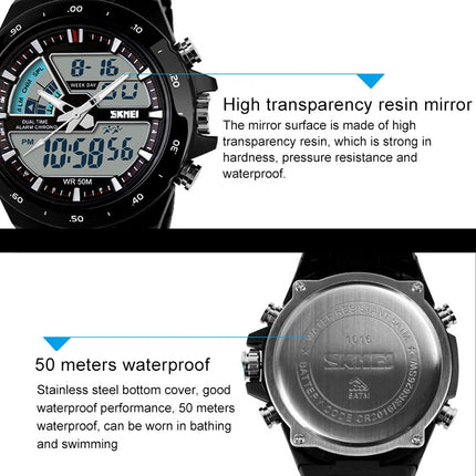 SKMEI 1016 Multifunctional Men Outdoor Sports Noctilucent Waterproof Double Digital Watch
