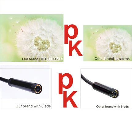 YPC110 8mm 2.0MP HD Camera WiFi Endoscope Snake Tube Inspection Camera with 8 LED, Waterproof IP68, Lens Diameter: 8mm, Length: 2m, Hard Line, 2m Hard Line