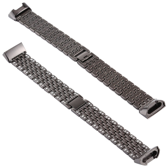 For Fitbit Charge 3 Diamond-studded Stainless Steel  Watch Band