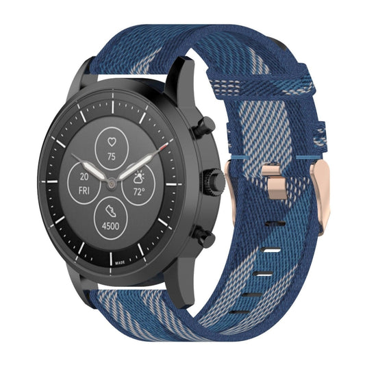 22mm Stripe Weave Nylon Wrist Strap Watch Band for Fossil Hybrid Smartwatch HR, Male Gen 4 Explorist HR & Sport