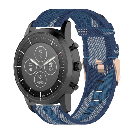 Correa de reloj de nailon con tejido de rayas de 22 mm para reloj inteligente híbrido Fossil HR, Gen 4 Explorist HR y Sport para hombre