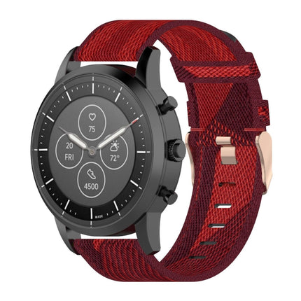 Correa de reloj de nailon con tejido de rayas de 22 mm para reloj inteligente híbrido Fossil HR, Gen 4 Explorist HR y Sport para hombre