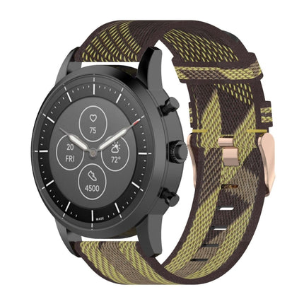22mm Stripe Weave Nylon Wrist Strap Watch Band for Fossil Hybrid Smartwatch HR, Male Gen 4 Explorist HR & Sport