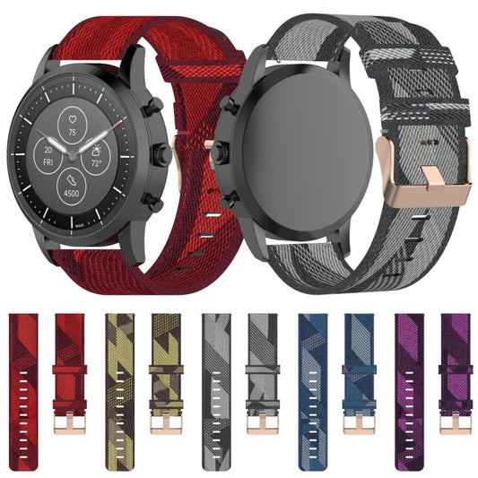 Correa de reloj de nailon con tejido de rayas de 22 mm para reloj inteligente híbrido Fossil HR, Gen 4 Explorist HR y Sport para hombre