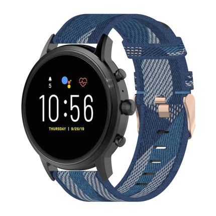 22mm Stripe Weave Nylon Wrist Strap Watch Band for Fossil Gen 5 Carlyle, Gen 5 Julianna, Gen 5 Garrett, Gen 5 Carlyle HR