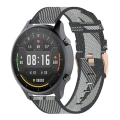 22mm Stripe Weave Nylon Wrist Strap Watch Band for Xiaomi Mi Watch Color, Garmin Vivoactive 4