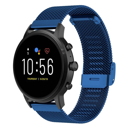 Correa de reloj de malla metálica de 22 mm para Fossil Gen 5 Carlyle / Gen 5 Julianna / Gen 5 Garrett / Gen 5 Carlyle HR