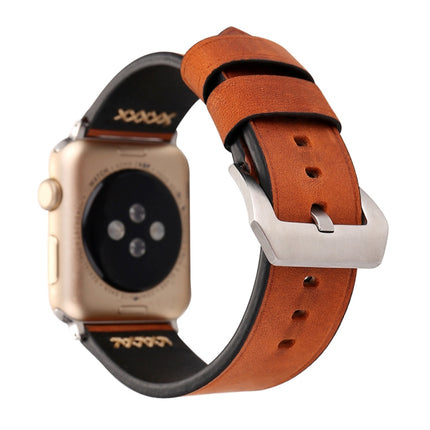 For Apple Watch Ultra 49mm&Watch Ultra 2 49mm / Series 10 46mm / 9&8&7 45mm / SE 3&SE 2&6&SE&5&4 44mm / 3&2&1 42mm Retro XX Line Pattern Genuine Leather Wrist Watch Band