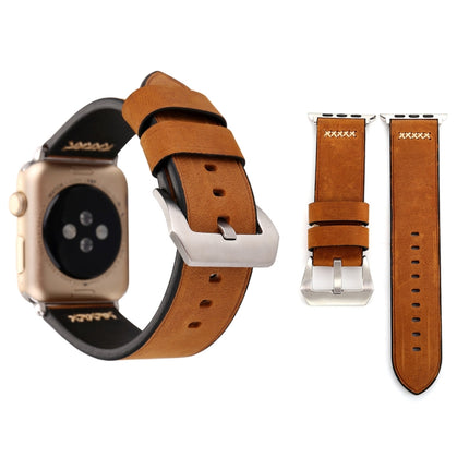 For Apple Watch Ultra 49mm&Watch Ultra 2 49mm / Series 10 46mm / 9&8&7 45mm / SE 3&SE 2&6&SE&5&4 44mm / 3&2&1 42mm Retro XX Line Pattern Genuine Leather Wrist Watch Band