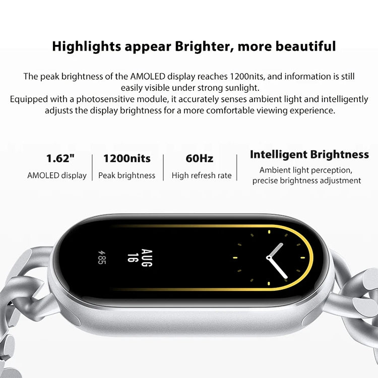 Original Xiaomi Mi Band 9 1,62 Zoll AMOLED-Bildschirm 5ATM wasserdichte Smartwatch, unterstützt Blutsauerstoff-/Herzfrequenzmonitor, Smart Band 9 Schwarz, Smart Band 9 Pink, Smart Band 9 Blau, Smart Band 9 Silber