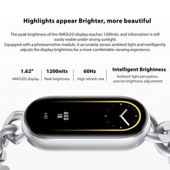 Original Xiaomi Mi Band 9 1,62 Zoll AMOLED-Bildschirm 5ATM wasserdichte Smartwatch, unterstützt Blutsauerstoff-/Herzfrequenzmonitor, Smart Band 9 Schwarz, Smart Band 9 Pink, Smart Band 9 Blau, Smart Band 9 Silber