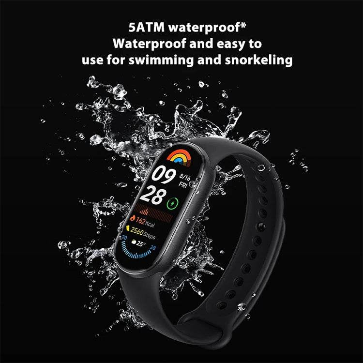 Original Xiaomi Mi Band 9 1,62 Zoll AMOLED-Bildschirm 5ATM wasserdichte Smartwatch, unterstützt Blutsauerstoff-/Herzfrequenzmonitor, Smart Band 9 Schwarz, Smart Band 9 Pink, Smart Band 9 Blau, Smart Band 9 Silber