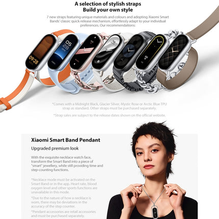 Original Xiaomi Smart Band 9 Global 1.62 inch AMOLED Screen 5ATM Waterproof Smart Watch, Support Blood Oxygen / Heart Rate Monitor, Smart Band 9 Global Silver, Smart Band 9 Global Black