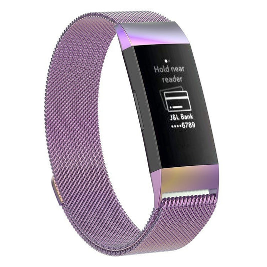 Magnet-Uhrenarmband aus Edelstahl für FITBIT Charge 3, Größe: Groß, 217 x 18 mm