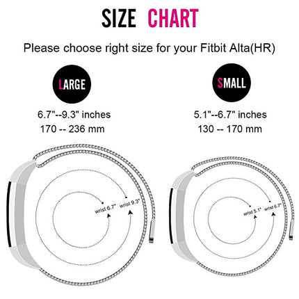 Magnetisches Uhrenarmband aus Edelstahl für FITBIT Alta, Größe: Groß, 170–236 mm