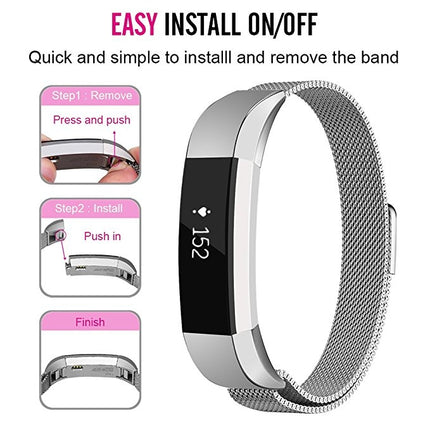 Correa de reloj con imán de acero inoxidable para FITBIT Alta, tamaño grande, 170-236 mm