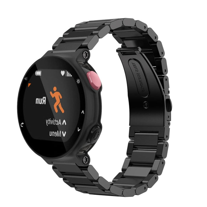 Correa de acero de tres tiras para reloj inteligente universal para Garmin Forerunner 220/230/235/630/620/735