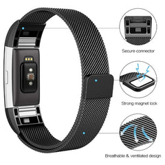 Smart Watch Edelstahl-Uhrenarmband für FITBIT Charge 2, Größe: S, Größe: S