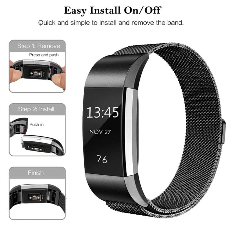 Smart Watch Edelstahl-Uhrenarmband für FITBIT Charge 2, Größe: S, Größe: S