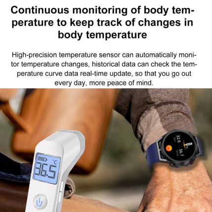 ET310 1.39 inch IPS Screen IP67 Waterproof Silicone Band Smart Watch, Support Body Temperature Monitoring / ECG