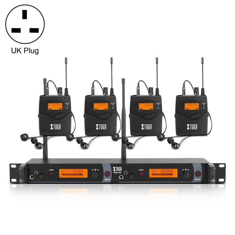 XTUGA IEM1200 Wireless Transmitter 4 Bodypack Stage Singer In-Ear Monitor System, Transmitter 4 Bodypack