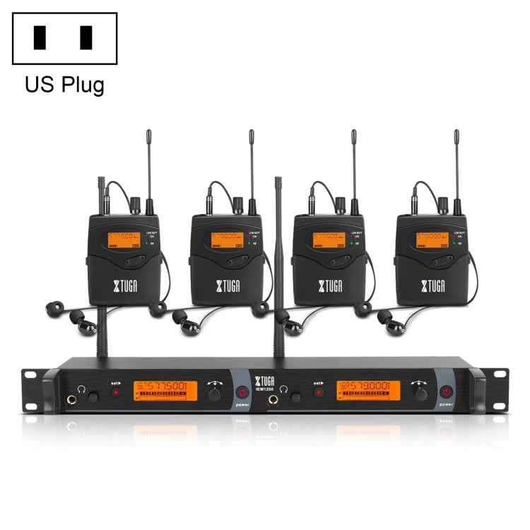 XTUGA IEM1200 Wireless Transmitter 4 Bodypack Stage Singer In-Ear Monitor System, Transmitter 4 Bodypack