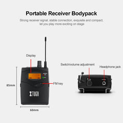 XTUGA IEM1200 Drahtlose Sender 10 Bodypack Bühne Sänger In-Ear-Monitor System, Sender 10 Bodypack