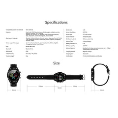 DT28 1,54 Zoll IP68 wasserdichte Smartwatch mit Silikonarmband, Bluetooth 4.2, unterstützt Erinnerung an eingehende Anrufe/Blutdrucküberwachung/Uhrenzahlung