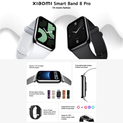 Reloj inteligente Xiaomi Mi Band 8 Pro original con pantalla a todo color AMOLED de 1,74 pulgadas, resistente al agua hasta 5 ATM, compatible con GPS, NFC y frecuencia cardíaca