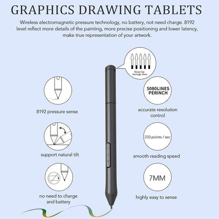 10Moons T503 Drawing Tablet Can Be Connected to mobile Phone Tablet with 8192 Passive Pen