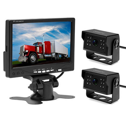 A1510 7 inch HD Car 12 IR Night Vision Rear View Backup Dual Camera Rearview Monitor, with 15m Cable, A1510