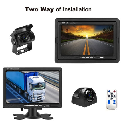 K0164 7 inch HD Car 18 IR Night Vision Rear View Backup Four Cameras Rearview Monitor, K0164