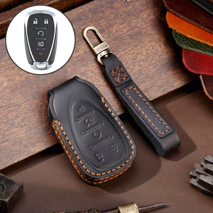 For Chevrolet 5-button Hallmo Car Cowhide Leather Key Protective Cover Key Case, C114