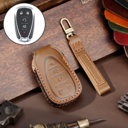 For Chevrolet 5-button Hallmo Car Cowhide Leather Key Protective Cover Key Case, C114