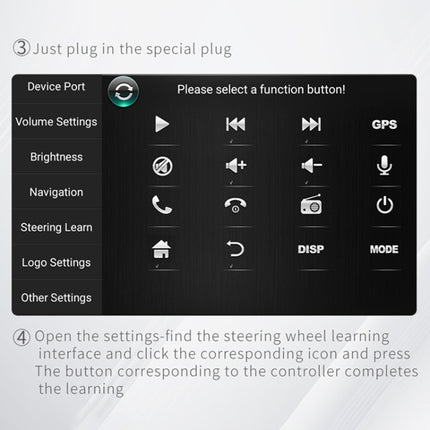 DQX-999A Multifunctional Steering Wheel Button Controller Car DVD Screen Wireless Remote Control