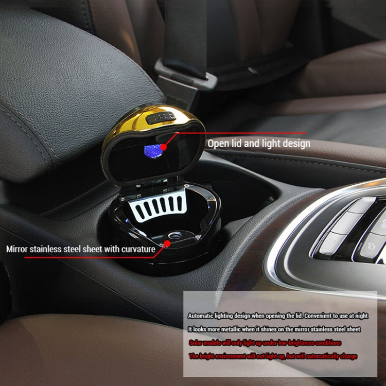 N12B Car Creative Ashtray Solar Power With Light And Cover Car Supplies