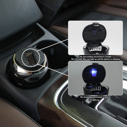 N12B Car Creative Ashtray Solar Power With Light And Cover Car Supplies