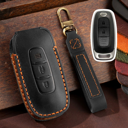 For Nissan Teana / Ariya 2-button Hallmo Car Cowhide Leather Key Protective Cover Key Case, 2-button