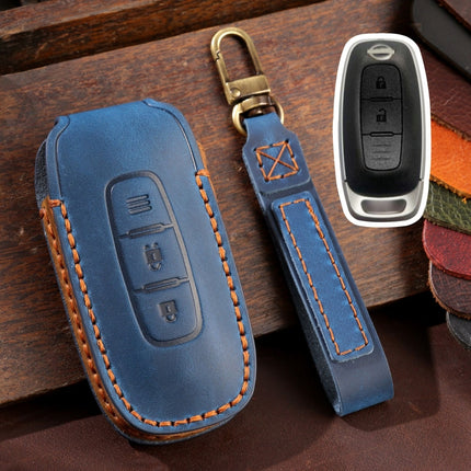 For Nissan Teana / Ariya 2-button Hallmo Car Cowhide Leather Key Protective Cover Key Case, 2-button