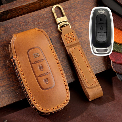 For Nissan Teana / Ariya 2-button Hallmo Car Cowhide Leather Key Protective Cover Key Case, 2-button