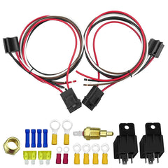 Car 12V 40A 175-185 Degree Thermostat Dual Electric Cooling Fan Wiring Relay Sensor Kit, Electric Cooling Fan Wiring Relay
