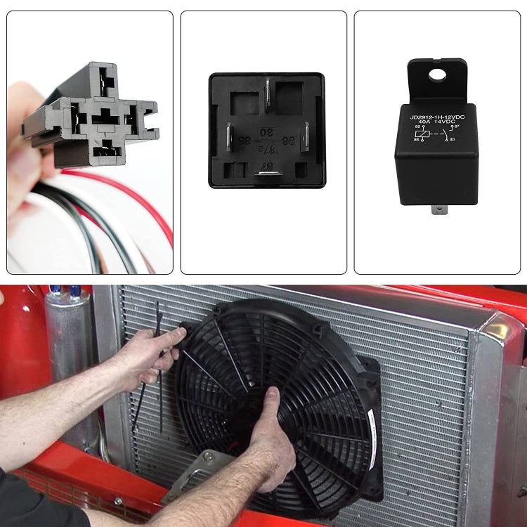 Car 12V 40A 175-185 Degree Thermostat Dual Electric Cooling Fan Wiring Relay Sensor Kit, Electric Cooling Fan Wiring Relay